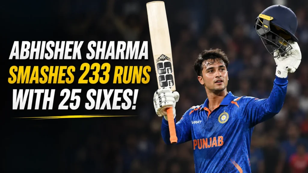 Abhishek Sharma ने पंजाब इंटर-डिस्ट्रिक्ट वनडे मैच में 233 रन की पारी खेली।