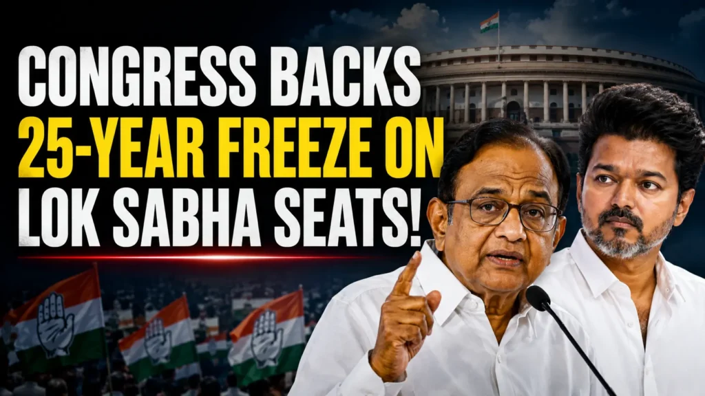Congress Delimitation Stand supports a 25-year freeze on 543 Lok Sabha seats and protection of Tamil Nadu’s 39 seats