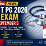 NEET PG 2026 re-exam on September 5 for 2,445 candidates affected by a technical disruption at Jaipur exam centres.