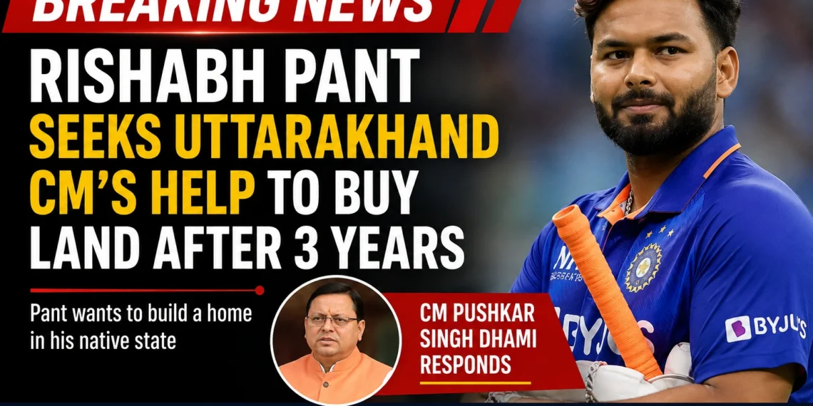 Rishabh Pant land request as cricketer seeks Uttarakhand CM’s help to buy land and build a home.