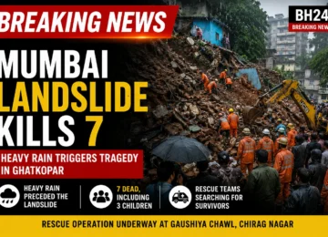 Mumbai landslide in Ghatkopar kills seven people, including three children, as NDRF teams conduct rescue operations after heavy rain.