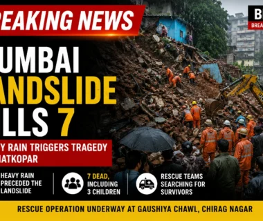 Mumbai landslide in Ghatkopar kills seven people, including three children, as NDRF teams conduct rescue operations after heavy rain.