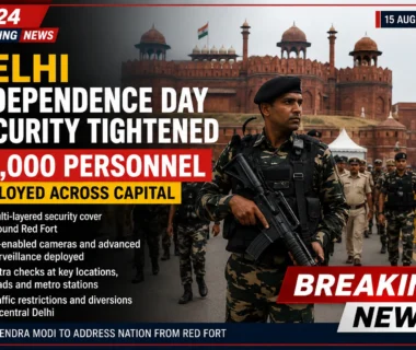 Delhi Independence Day security tightened with 25,000 personnel deployed across the capital, including heavy security around the Red Fort