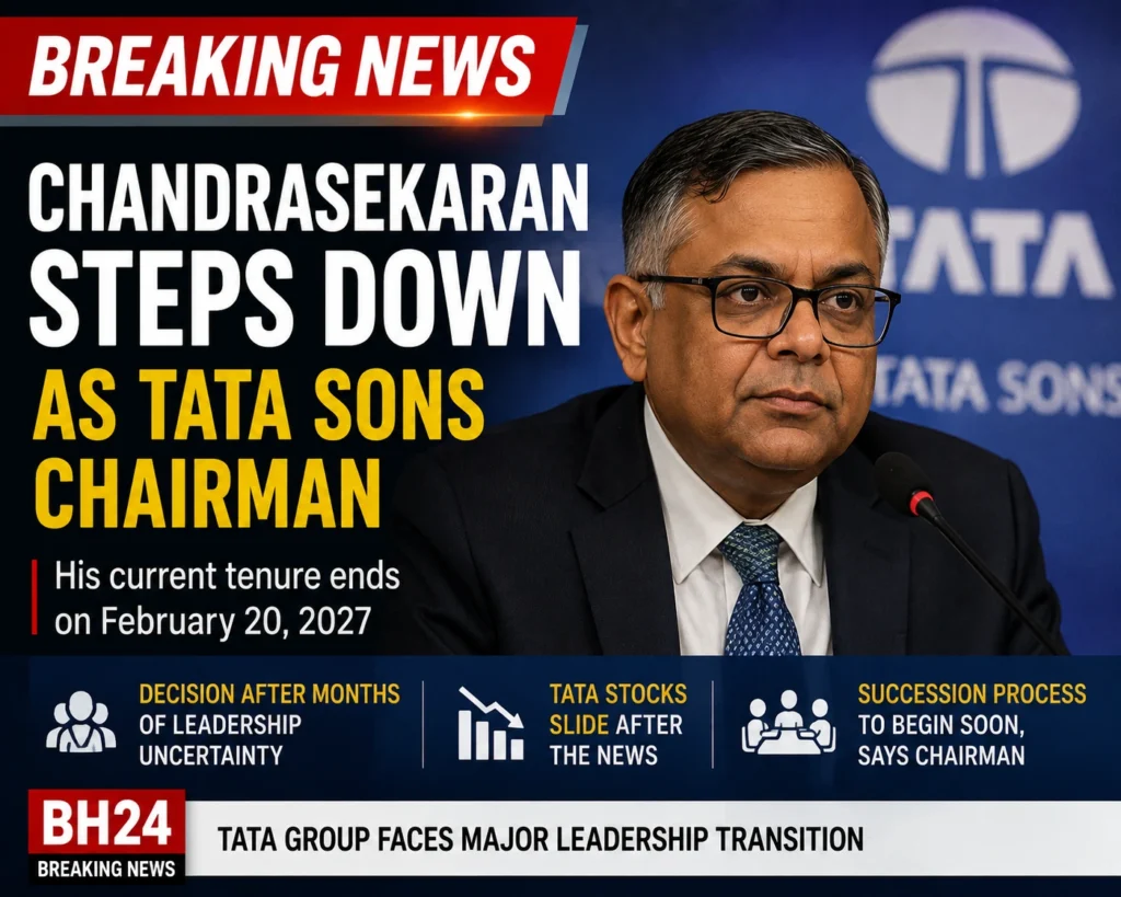 N Chandrasekaran steps down as Tata Sons chairman as his tenure ends in February 2027.