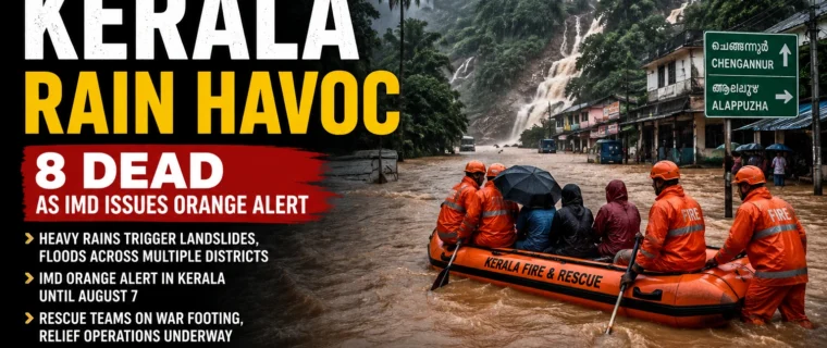Kerala Rain Havoc: Rescue teams evacuate residents as severe flooding and landslides hit Kerala after heavy monsoon rains, while the IMD issues an Orange Alert across the state.