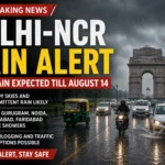 Delhi-NCR Rain Alert as cloudy skies and intermittent rainfall are expected across Delhi and nearby areas till August 14.