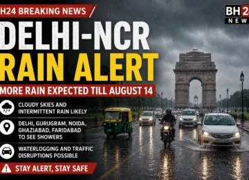 Delhi-NCR Rain Alert as cloudy skies and intermittent rainfall are expected across Delhi and nearby areas till August 14.