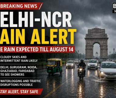 Delhi-NCR Rain Alert as cloudy skies and intermittent rainfall are expected across Delhi and nearby areas till August 14.