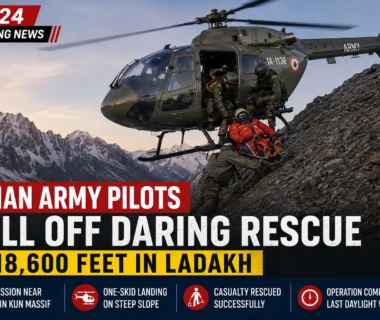Indian Army pilots carry out a daring one-skid helicopter rescue at 18,600 feet in Ladakh near the Nun Kun massif.