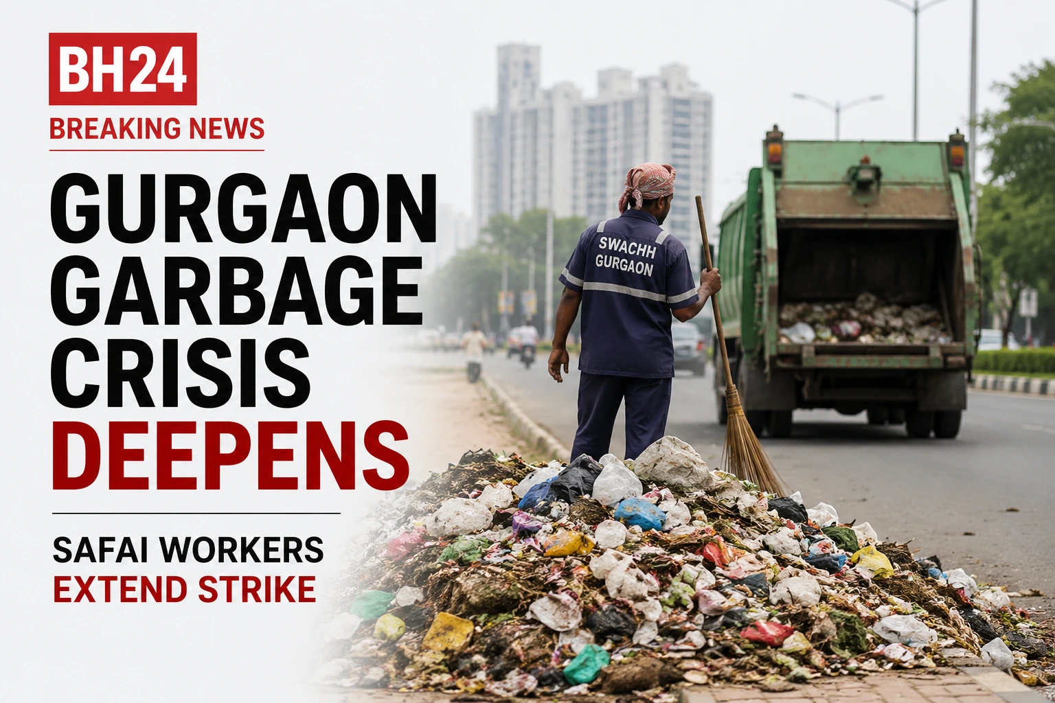 Gurgaon garbage crisis deepens as sanitation workers extend their strike and warn of an indefinite protest.