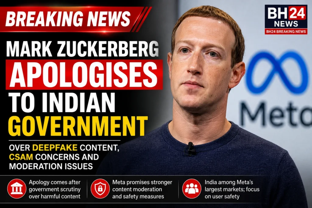 Mark Zuckerberg apologises to Indian government over Meta's deepfake, CSAM and content moderation concerns.