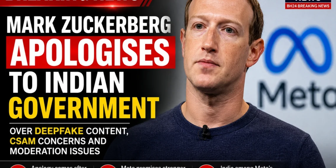 Mark Zuckerberg apologises to Indian government over Meta's deepfake, CSAM and content moderation concerns.