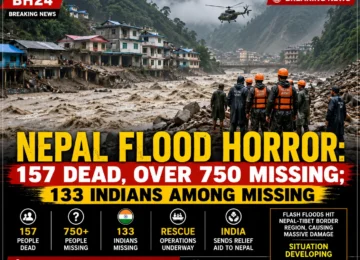 Nepal Flood destruction after massive flash floods near the Tibet border