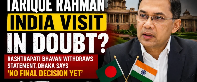 Tarique Rahman India visit in doubt as Rashtrapati Bhavan withdraws statement and Dhaka says no final decision yet.