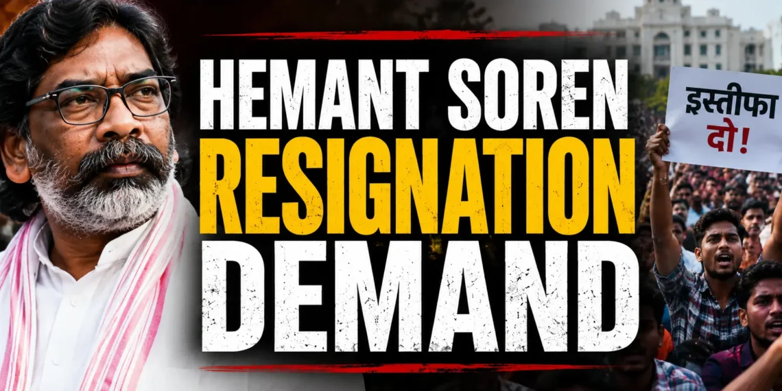 Hemant Soren Resignation Demand के बीच झारखंड में प्रदर्शन करते छात्र।