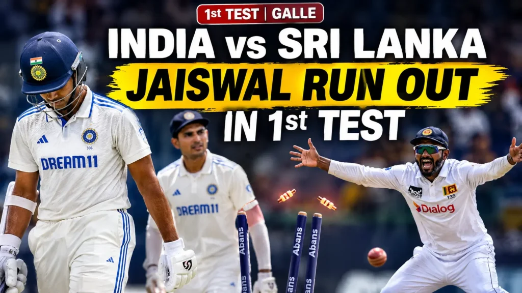 India vs Sri Lanka 1st Test as Yashasvi Jaiswal is run out after scoring 32 in Galle