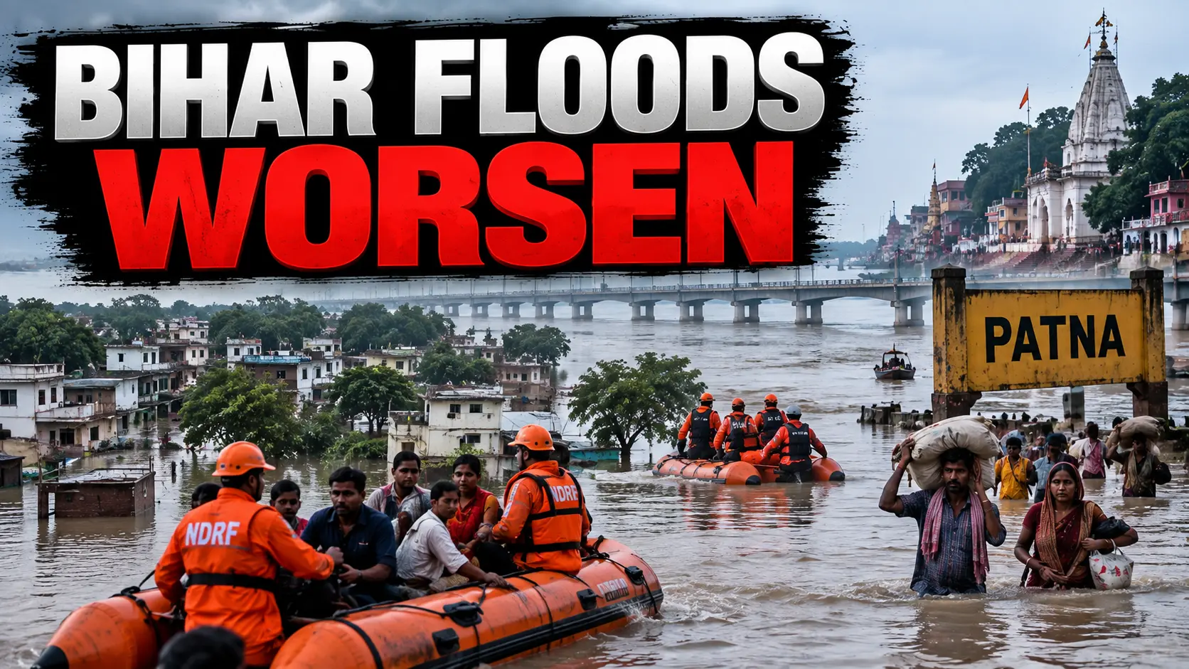 Bihar Floods 2026 in Patna as Ganga water level rises