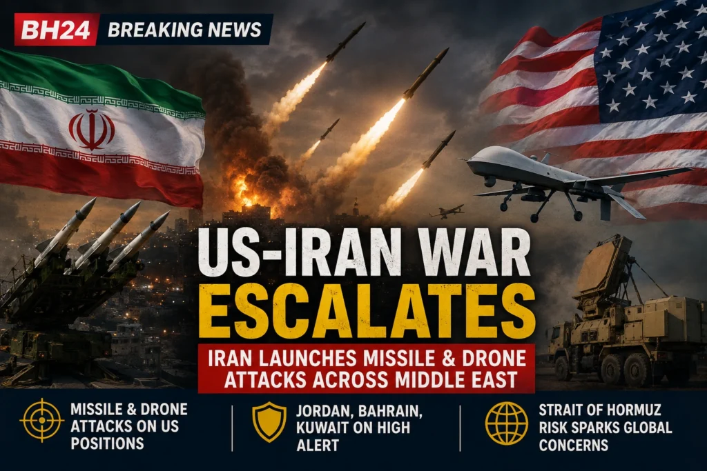 US-Iran War escalates as Iran launches missile and drone attacks across the Middle East.
