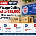 EPFO wage ceiling increased from ₹15,000 to ₹25,000, benefiting 51 lakh additional workers from September 17, 2026.