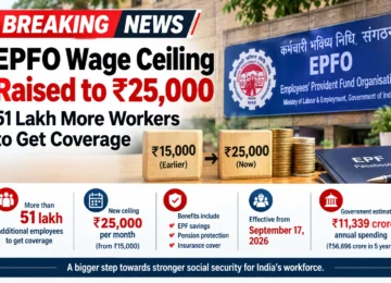 EPFO wage ceiling increased from ₹15,000 to ₹25,000, benefiting 51 lakh additional workers from September 17, 2026.