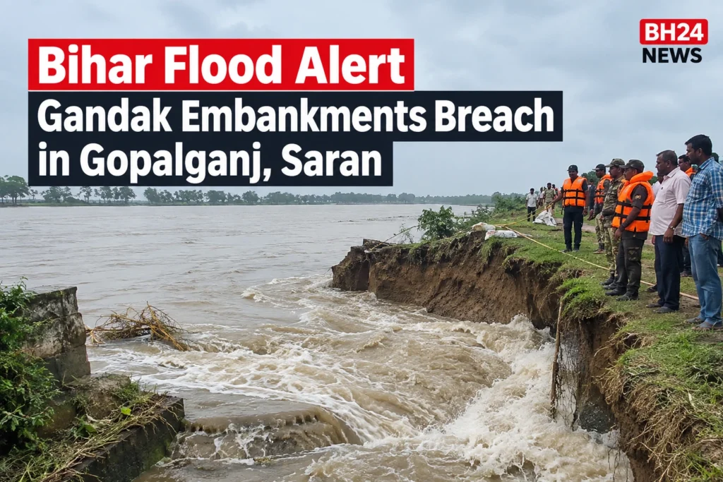 Gandak embankment breach in Gopalganj and Saran amid Bihar flood alert