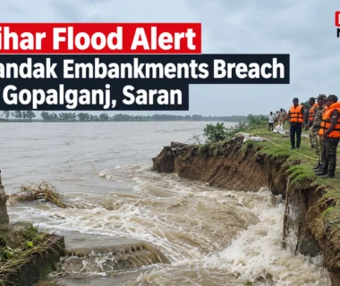 Gandak embankment breach in Gopalganj and Saran amid Bihar flood alert