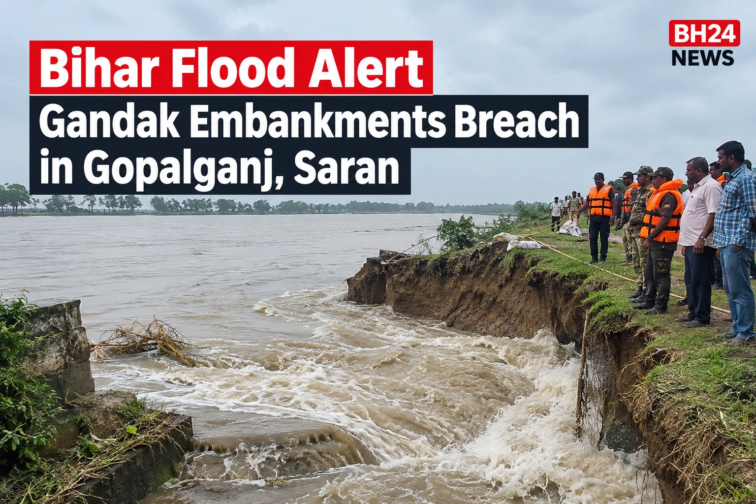 Gandak embankment breach in Gopalganj and Saran amid Bihar flood alert