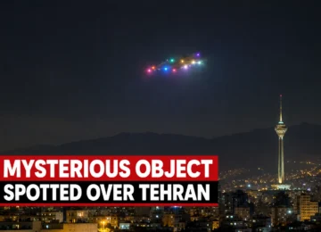 Mysterious multicoloured lights from an unidentified object spotted over Tehran at night