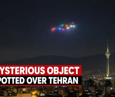 Mysterious multicoloured lights from an unidentified object spotted over Tehran at night
