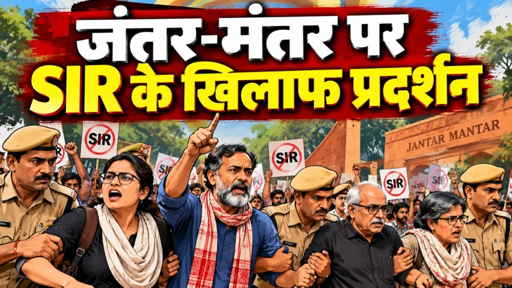 जंतर-मंतर SIR विरोध प्रदर्शन के दौरान प्रदर्शनकारी