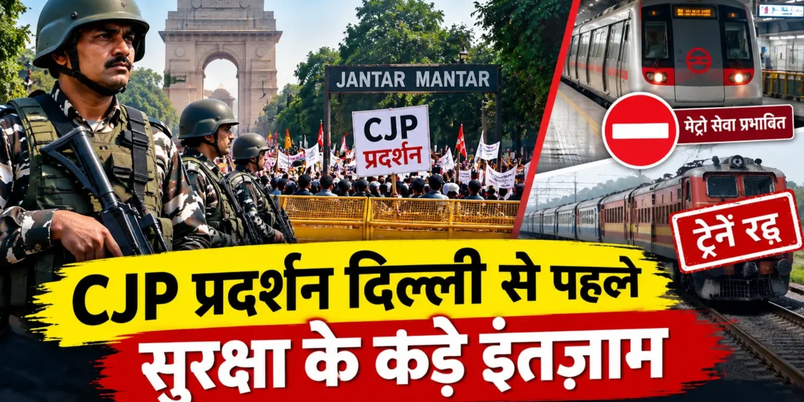 CJP प्रदर्शन दिल्ली के मद्देनजर सुरक्षा और यातायात व्यवस्था