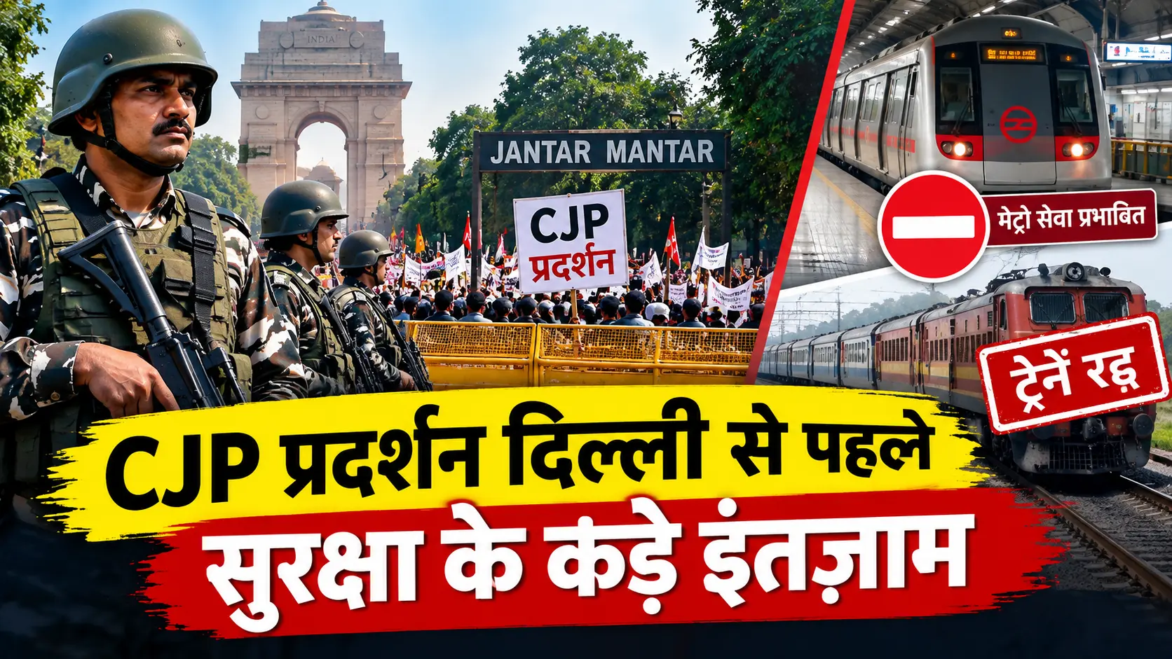 CJP प्रदर्शन दिल्ली के मद्देनजर सुरक्षा और यातायात व्यवस्था