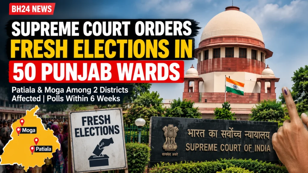 Supreme Court orders fresh elections in 50 Punjab municipal wards across Patiala and Moga.