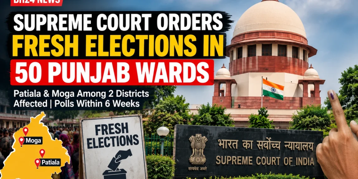 Supreme Court orders fresh elections in 50 Punjab municipal wards across Patiala and Moga.