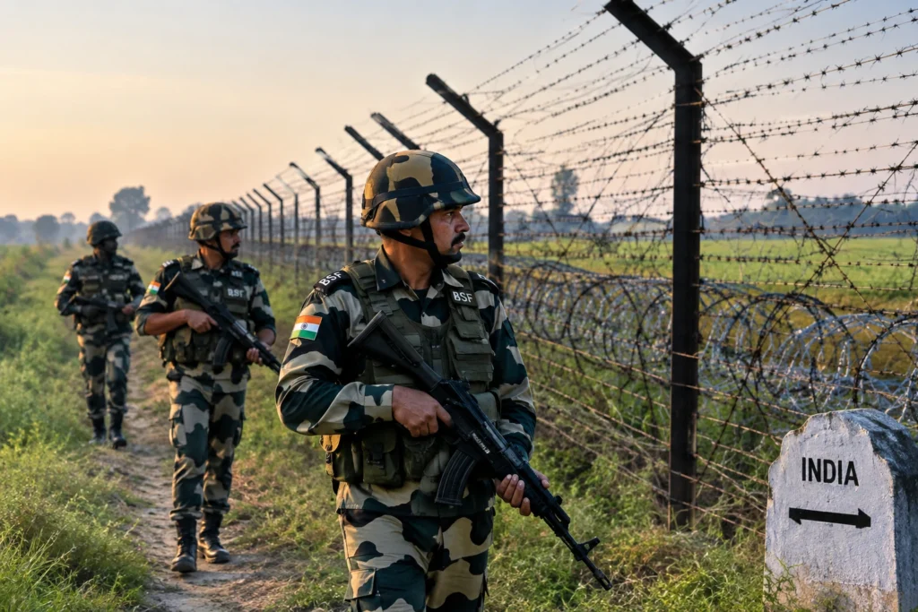 BSF Punjab personnel patrolling the India-Pakistan border