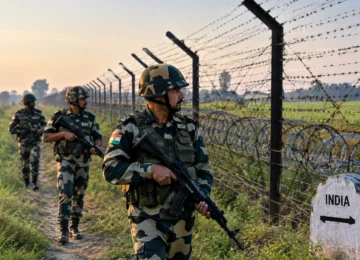 BSF Punjab personnel patrolling the India-Pakistan border