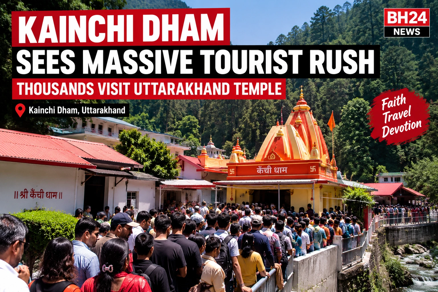 Kainchi Dham tourist rush in Uttarakhand with thousands of devotees visiting the temple.