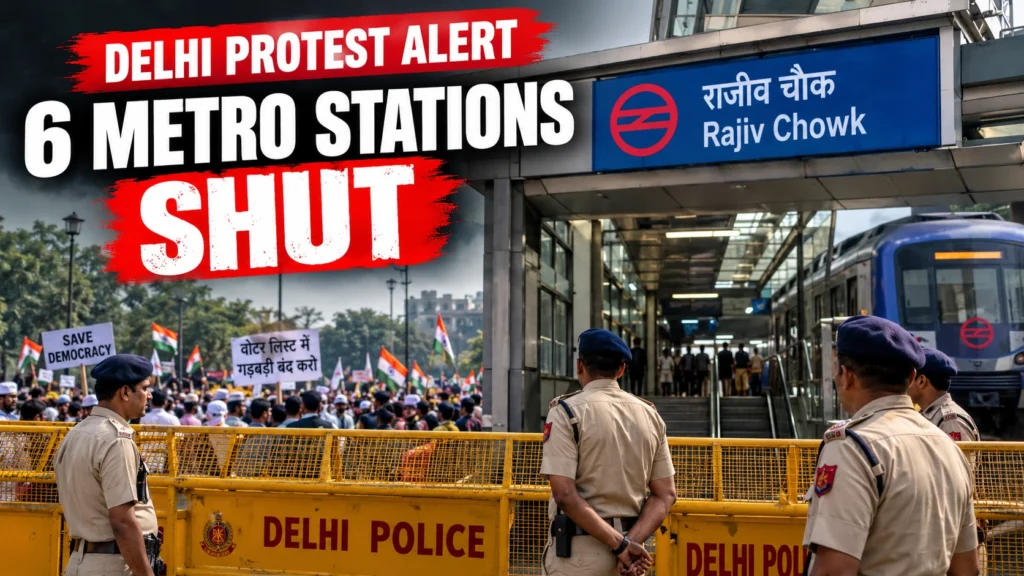 Delhi Metro closes six stations amid opposition protest on October 12, 2026