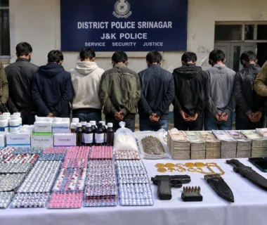 Srinagar drug network bust with seized pharmaceutical tablets and police investigation