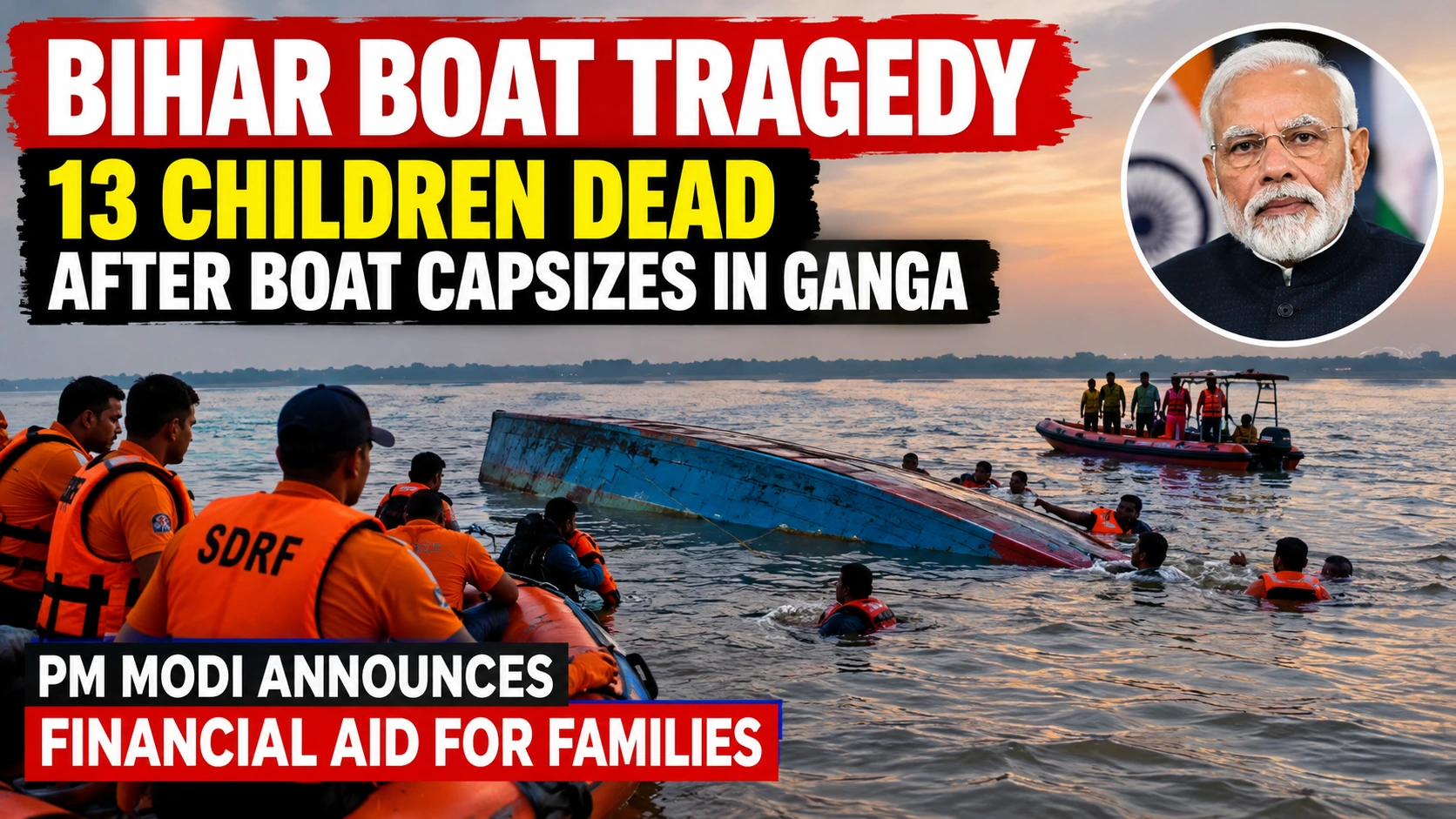 Bihar boat tragedy in Ganga River with rescue teams and PM Modi financial aid announcement