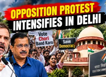 Opposition protest at Delhi CEO office over vote chori allegations