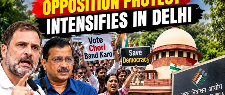 Opposition protest at Delhi CEO office over vote chori allegations