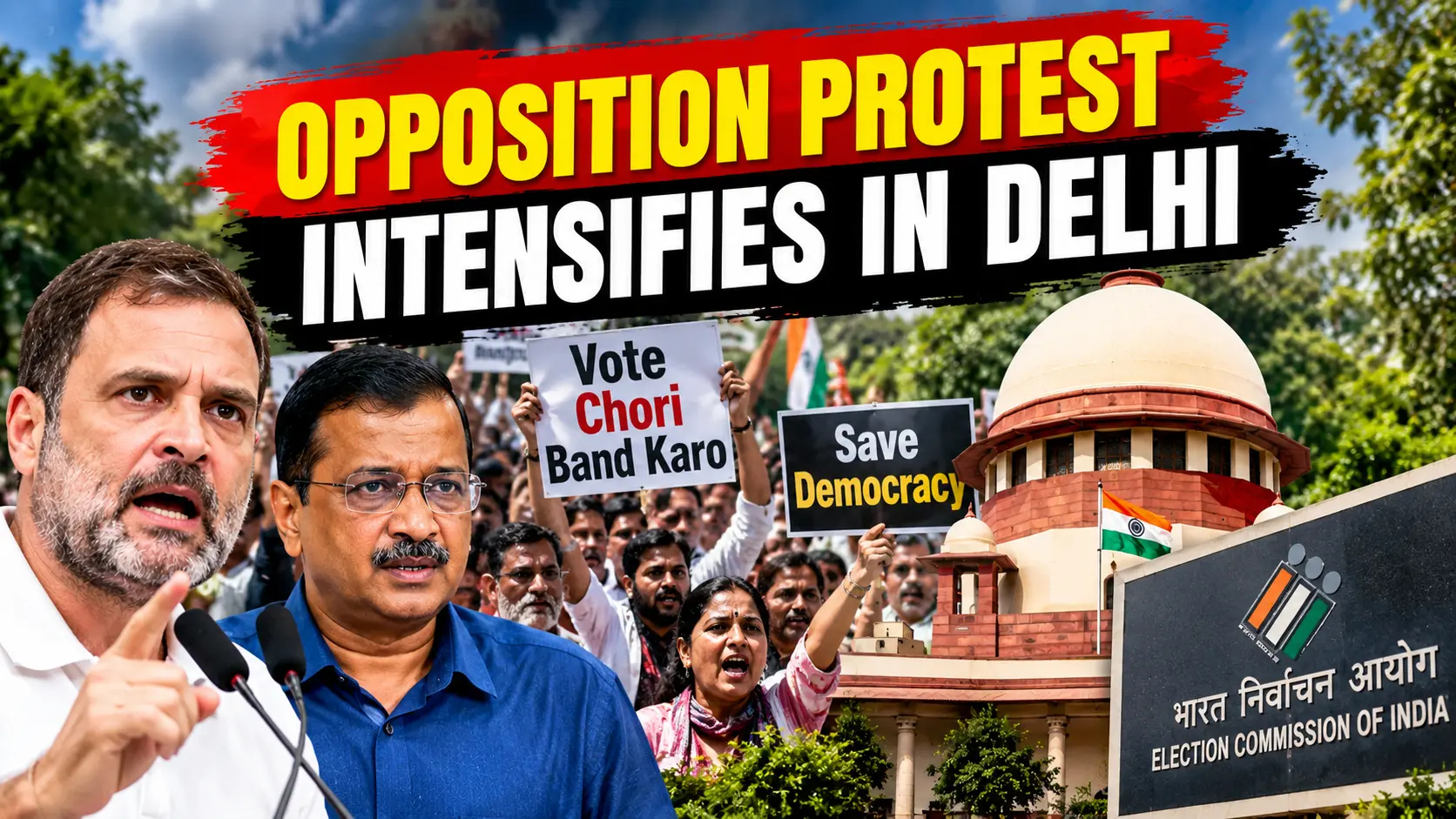 Opposition protest at Delhi CEO office over vote chori allegations