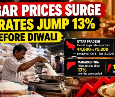 Sugar prices surge before Diwali as Uttar Pradesh rates jump 13% amid tight supplies