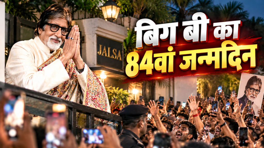 अमिताभ बच्चन का 84वां जन्मदिन, जलसा के बाहर प्रशंसकों का अभिवादन करते बिग बी